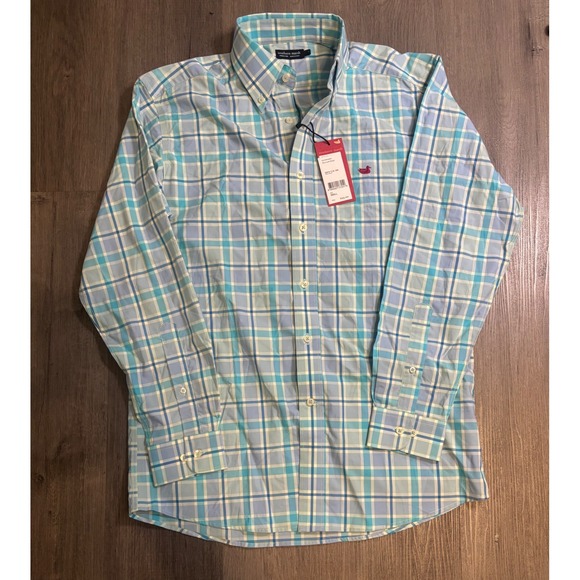 Southern Marsh Other - Southern Marsh Brevard Plaid Button Down Mens Small Teal Blue Wrinkle Free NWT